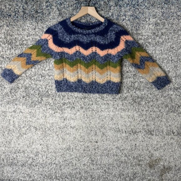 Mother Sweater Womens Small Multicolor Caraveli Alpaca Blend Herringbone Stripe - Picture 1 of 7